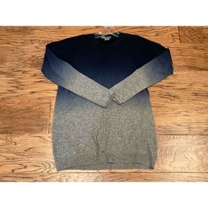 Vince XS Colorblock Wool Blend Sweater Navy Blue Gray Long Sleeve Pullover